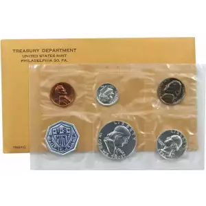 1962 U.S. Silver Proof Set, Complete 5-Coin Set, Original Packaging