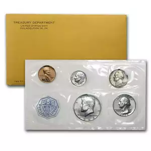 1964-P U.S. Silver Proof Set, Complete 5-Coin Set, Original Packaging