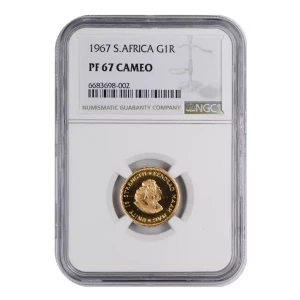  1967 South Africa Gold 1 Rand NGC PF-67 CAMEO