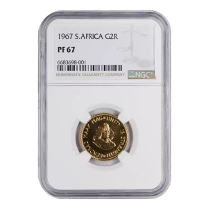 1967 SOUTH AFRICA Gold 2 Rand NGC PF-67