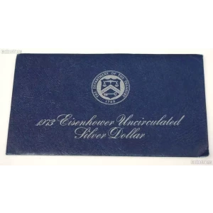 1973-S Silver Eisenhower Dollar Mint State in Govt. Blue Envelope