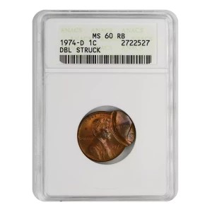 1974 D Lincoln Memorial Cent ANACS MS-60 Double Struck RB