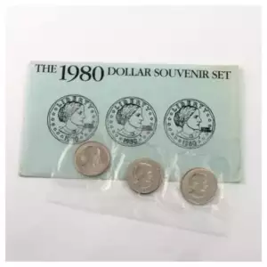 1980 U.S. Uncirculated Set: Susan B. Anthony Dollar Souvenir Set Blue Envelope