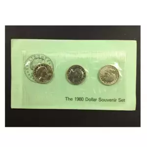 1980 U.S. Uncirculated Set: Susan B. Anthony Dollar Souvenir Set Green Envelope