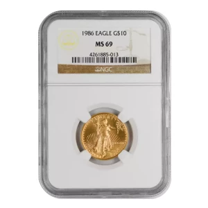 1986 P Bullion $10 Gold Eagle 1/4 oz NGC MS-69