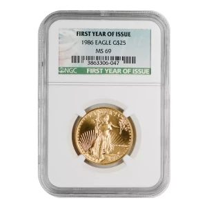 1986 P Bullion $25 Gold Eagle 1/2 oz NGC MS-69