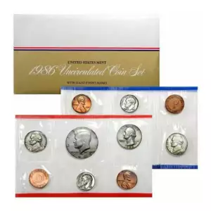 1986-P&D U.S. Uncirculated Set: 10-Coin Set in Original Packaging