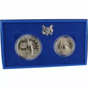 1986 Statue Of Liberty Commemorative Silver Dollar Mint State 2-Coin Set