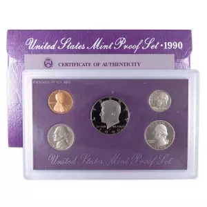 1990-S U.S. Clad Proof Set: Complete 5-Coin Set, Original Packaging