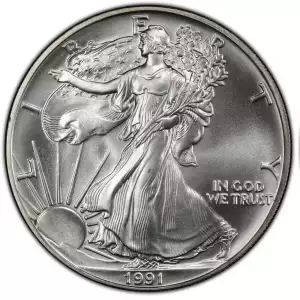 1991 1 oz American Silver Eagle Mint State Condition (2)