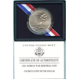 1991-D Korean War Commemorative Silver Dollar Mint State