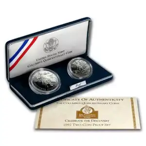 1992 Columbus Commemorative Silver Dollar Mint State 2-Coin Set [INCOMPLETE LISTING...NEED TO REVISE]