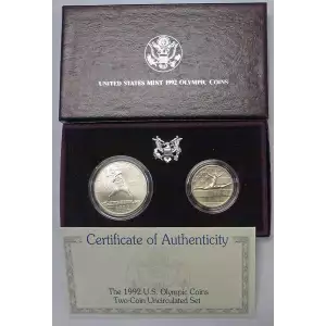 1992-D Olympic Commemorative Silver Dollar 2-Coin Set Mint State