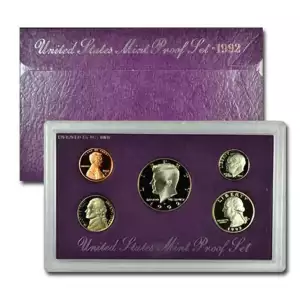 1992-S U.S. Clad Proof Set: Complete 5-Coin Set, Original Packaging