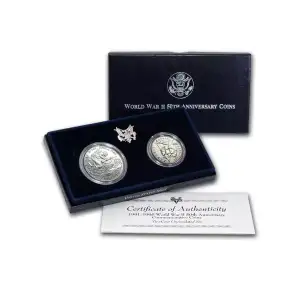 1993 1991-1995 WWII Commemorative Silver Dollar Mint State 2-Coin Set