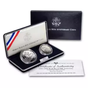 1993 1991-1995 WWII Commemorative Silver Dollar Set Proof 2-Coin