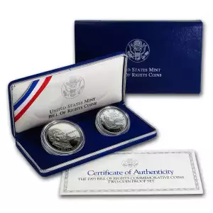 1993-S Bill of Rights Commemorative Dollar & Half Dollar 2-Coin Set Proof