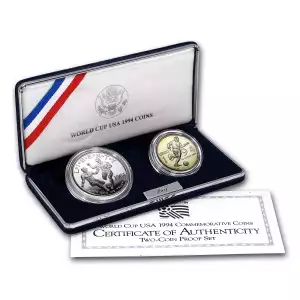 1994 World Cup USA Dollar & Half Dollar Commemorative 2 Coin Mint State Set