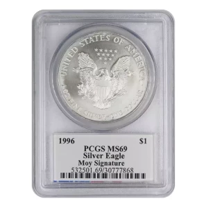 1996 $1 Silver Eagle Moy Signature