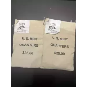 1998- P.D. State Quarters Florida $25 U.S. Mint Sewn Bags