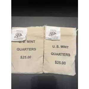 1998- P.D. State Quarters Indiana $25 U.S. Mint Sewn Bags