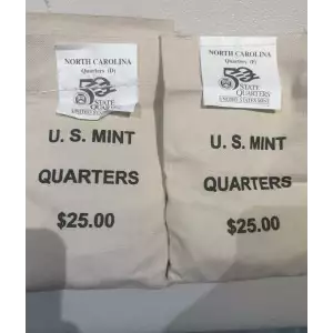 1998- P.D. State Quarters North Carolina $25 U.S. Mint Sewn Bags