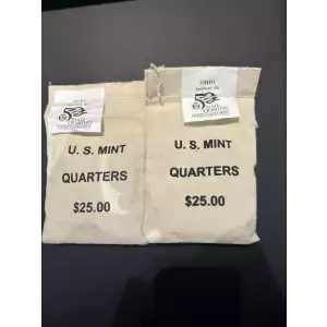 1998- P.D. State Quarters Ohio$25 U.S. Mint Sewn Bags
