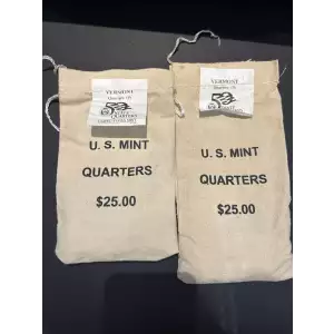 1998- P.D. State Quarters Vermont $25 U.S. Mint Sewn Bags