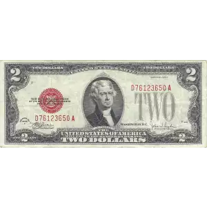 $2 1928-F red seal. Small Legal Tender Notes 1507