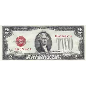 $2 1928-F red seal. Small Legal Tender Notes 1507