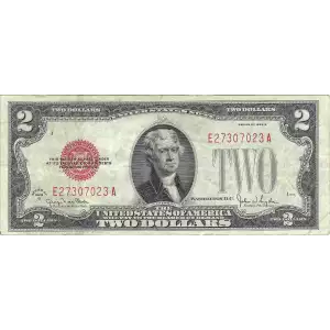 $2 1928-G red seal. Small Legal Tender Notes 1508