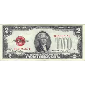 $2 1928-G red seal. Small Legal Tender Notes 1508