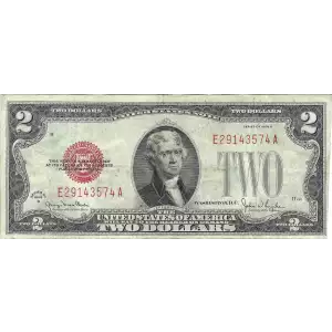 $2 1928-G red seal. Small Legal Tender Notes 1508