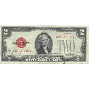 $2 1928-G red seal. Small Legal Tender Notes 1508*