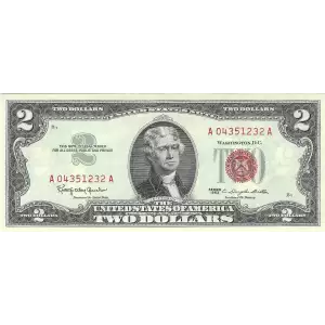 $2 1963 red seal. Small Legal Tender Notes 1513