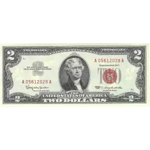 $2 1963 red seal. Small Legal Tender Notes 1513