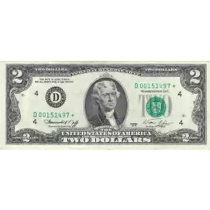 $2 1976 Green seal Small Size $2 Federal Reserve Notes 1935-A*
