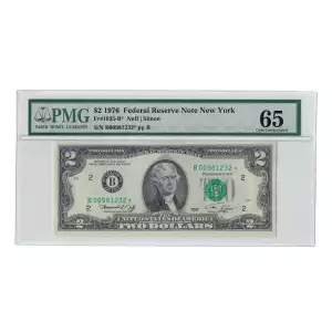 $2 1976 Green seal Small Size $2 Federal Reserve Notes 1935-B*