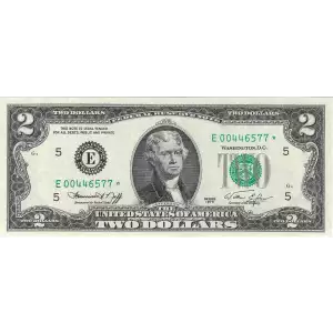 $2 1976 Green seal Small Size $2 Federal Reserve Notes 1935-E*