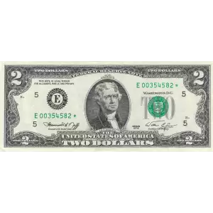 $2 1976 Green seal Small Size $2 Federal Reserve Notes 1935-E*