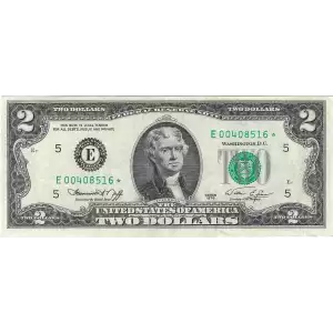 $2 1976 Green seal Small Size $2 Federal Reserve Notes 1935-E*