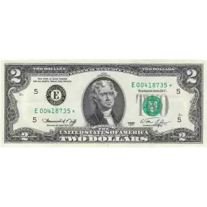 $2 1976 Green seal Small Size $2 Federal Reserve Notes 1935-E*