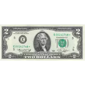 $2 1976 Green seal Small Size $2 Federal Reserve Notes 1935-E*