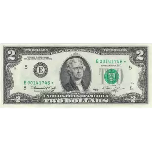 $2 1976 Green seal Small Size $2 Federal Reserve Notes 1935-E*