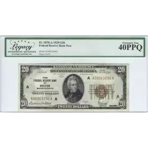 $20 1929 brown seal Small Federal Reserve Bank Notes 1870-A