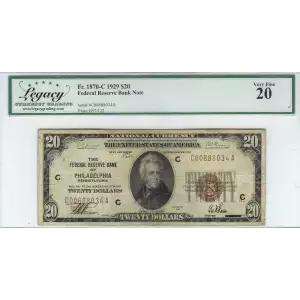 $20 1929 brown seal Small Federal Reserve Bank Notes 1870-C