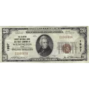 $20 1929 small brown seal. Small National Bank Notes 1802-1