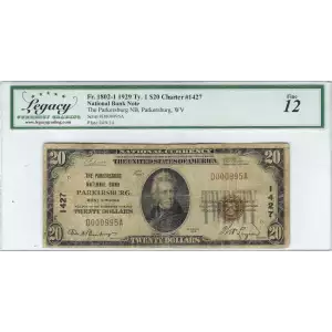 $20 1929 small brown seal. Small National Bank Notes 1802-1