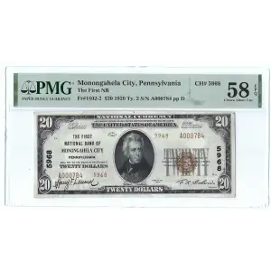 $20 1929 small brown seal. Small National Bank Notes 1802-1 (2)
