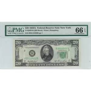 $20 1950-A. blue-Green seal. Small Size $20 Federal Reserve Notes 2060-B